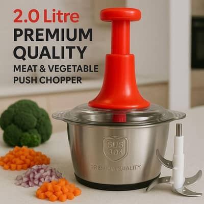 Stainless Steel Hand Push Chopper 2 L Manual Food