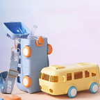 Bus-Shaped Kids Water Bottle with Moving Wheels