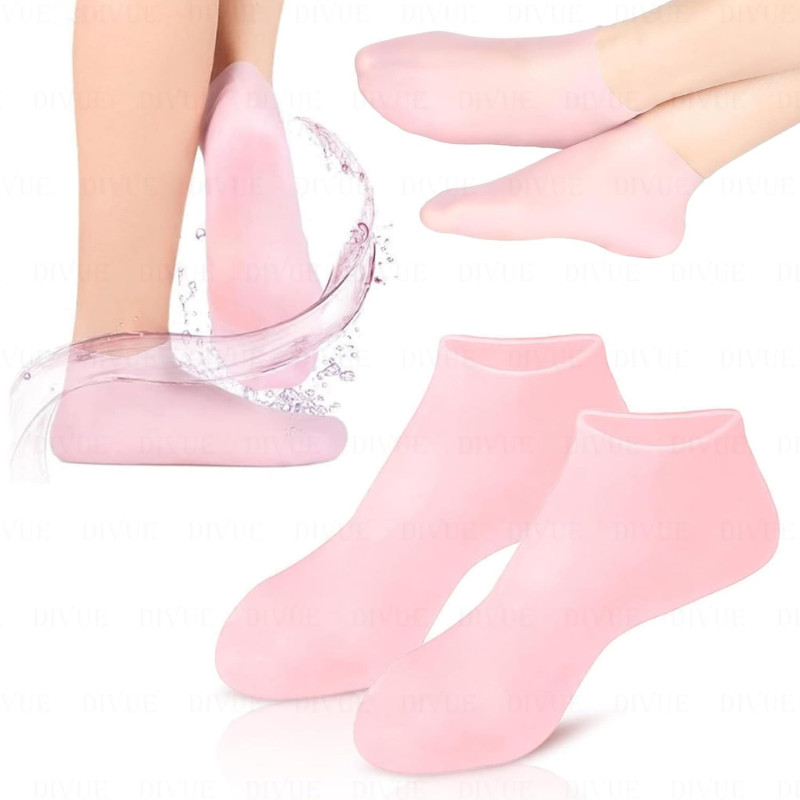 1 Pair Reusable Silicone Gel Moisturizing Socks