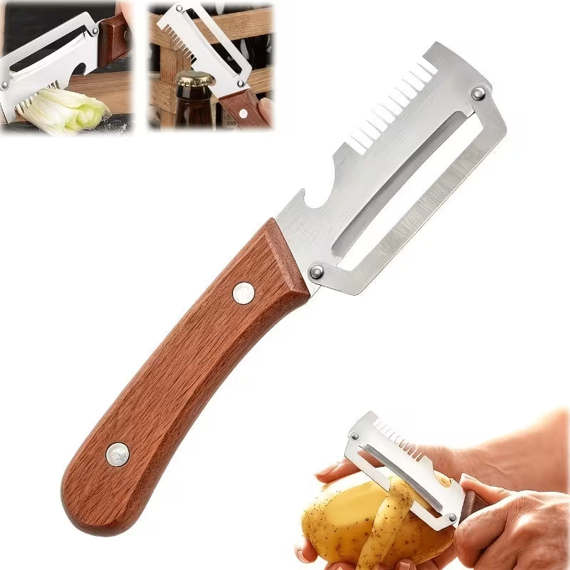 Multifunctional 3-In-1 Peeler, Vegetable And Fruit Grater with Large Onion Slicer, Featuring Straight Blade Design, Suitable for Sugarcane, Fruits, And Vegetables. Commercial Grade Durable Peeling Tool, Perfect for Parties And Picnics