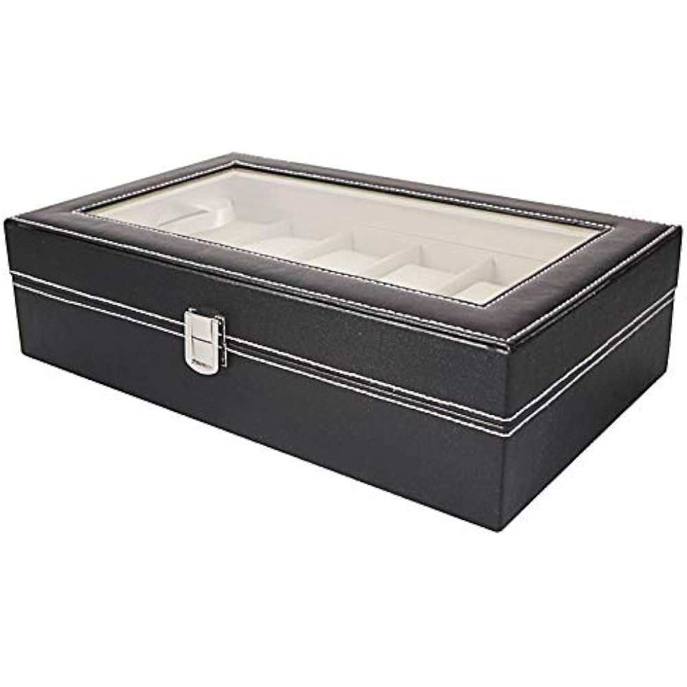 10-Seater & 6-seater Faux Leather Watch Box Display Box Storage Box Frame Glass Cover Elegant Comparison And Detachable Pillow Men'S And Women'S Watch And Large Bracket Box