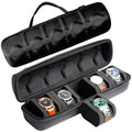 5 watch travel case roll, Portable watch carry case roll storage organizer box for men and women with soft foam pillows snug fit all size watches up to 60mm face