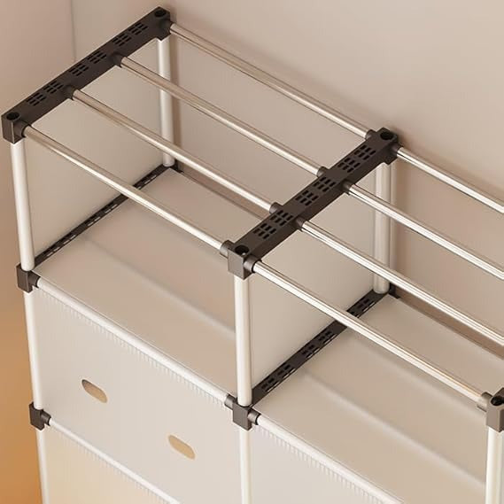8-Cube Modular Bookshelf with Doors, PP Plastic Book Cabinet Organizer | Metal Frame Portable Book Rack for Kids, Study, Home Storage