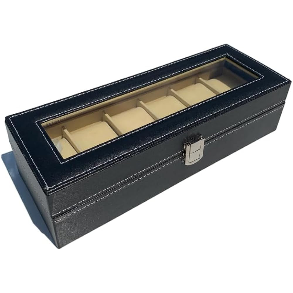 10-Seater & 6-seater Faux Leather Watch Box Display Box Storage Box Frame Glass Cover Elegant Comparison And Detachable Pillow Men'S And Women'S Watch And Large Bracket Box