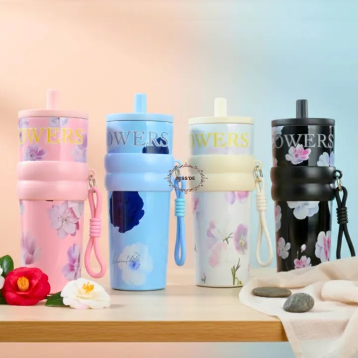 Premium 710ml Floral Insulated Tumbler | 316 Stainless Steel Vacuum Flask
