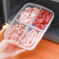4-Section Fridge & Freezer Organizer Box | microwave safe | Airtight Meat & Vegetable Storage Container - Multi-Compartment Meal Prep Box for Kitchen Organization