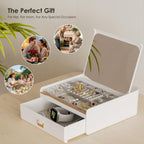 Luxury Jewelry Organizer with Built-in Mirror & Drawer – Elegant White & Gold Decor