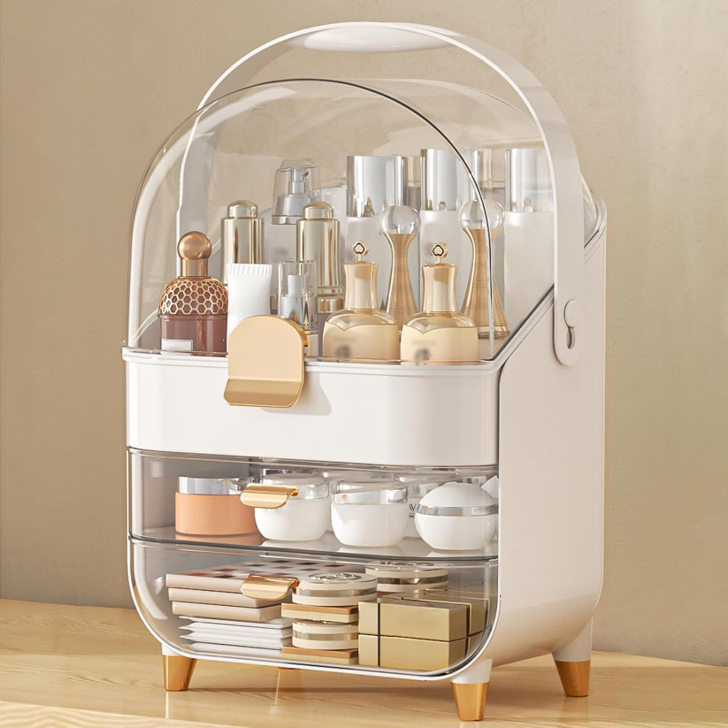 Makeup Organizer with Skincare Holder.