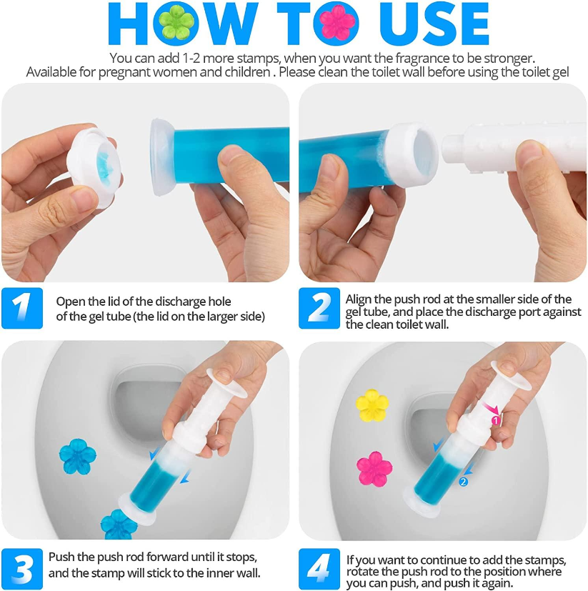 Flower Gel Toilet Cleaner and Air Freshener-Lasting Fragrance.