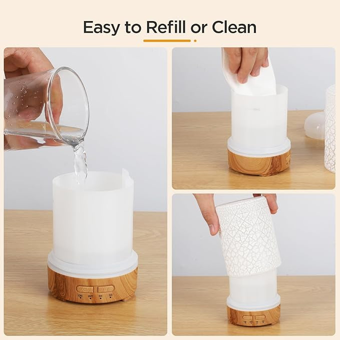 Humidifier Compact Ultrasonic Aroma Diffuser Sprayer Multi-functional Tabletop Humidifier Silent Aroma Compatible 7 Color LED Light Energy Efficient Type-C