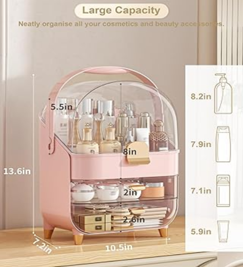 Makeup Organizer with Skincare Holder.