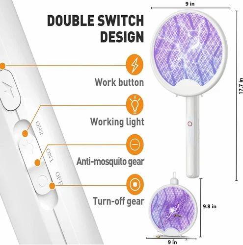 3-in-1 USB Rechargeable Electric Insect Killer Racket