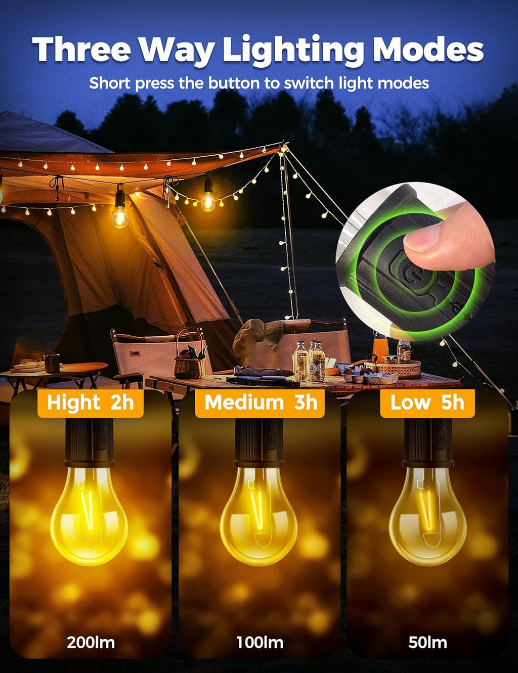 Camping Lantern Rechargeable Waterproof LED Tent Light
