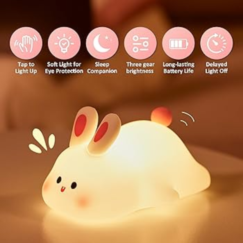 Cute Rabbit Lamp with 3 Adjustments.