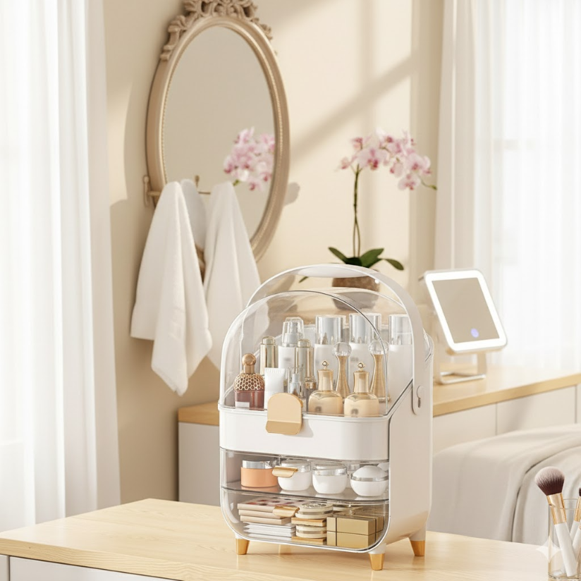 Makeup Organizer with Skincare Holder.