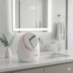 Oval Mirror Cosmetic Storage Organizer, LED Light Makeup Storage Box.