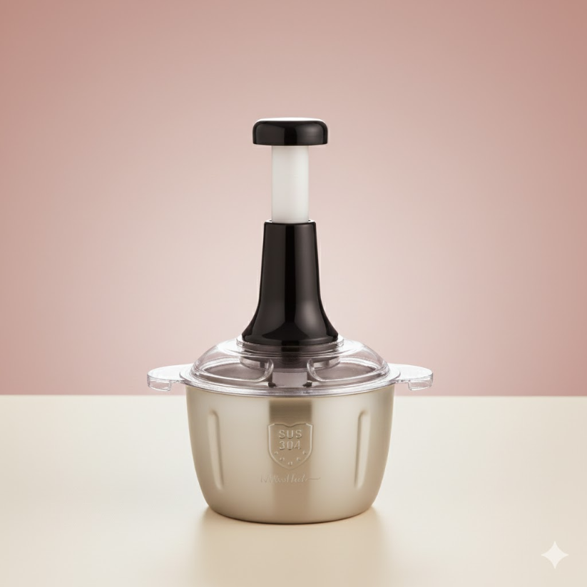 Stainless Steel Hand Push Chopper 2 L Manual Food