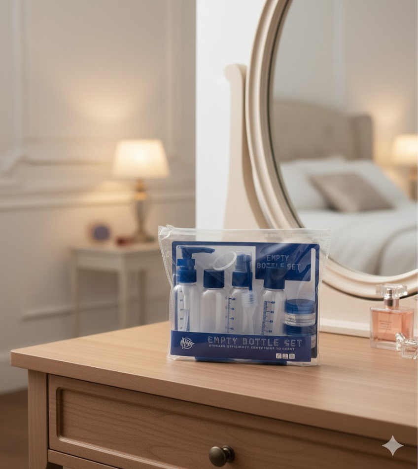 Pet Plastic Travel Bottle Set Cosmetic, Lotion & Mist