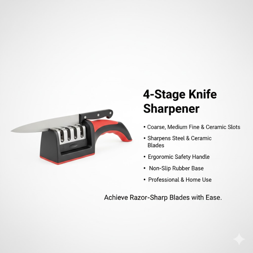 EASY KOOK 3-Stage Kitchen Knife Sharpener Fast