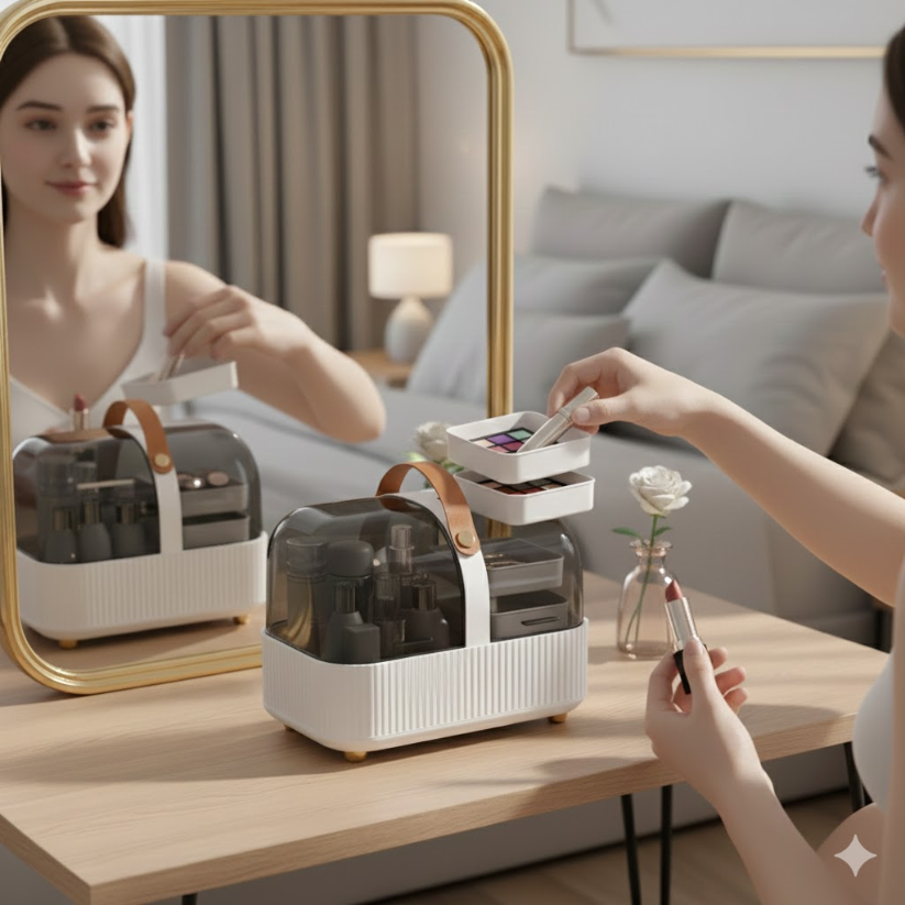 Cosmetics Storage Box Desktop Organizer.