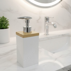 Modern Square Soap Dispenser with Bamboo Lid