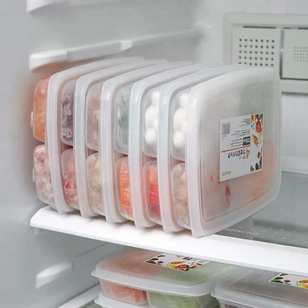 4-Section Fridge & Freezer Organizer Box | microwave safe | Airtight Meat & Vegetable Storage Container - Multi-Compartment Meal Prep Box for Kitchen Organization