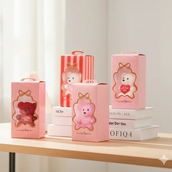 Cute Mini Gift Box with Flowers and Teddy Bear Gift.