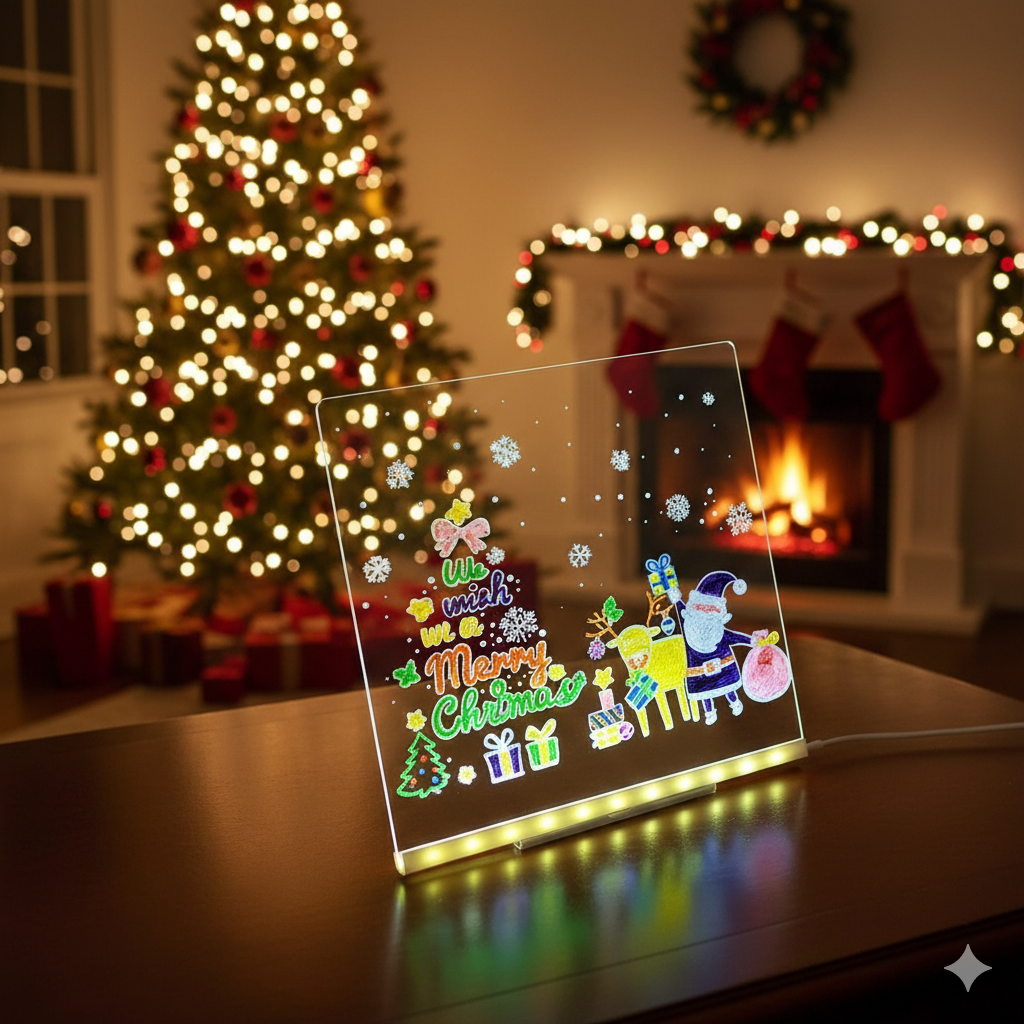 DIY 3D Glow Pad: Large Acrylic LED Message Board + 7 Color Markers | Night Light