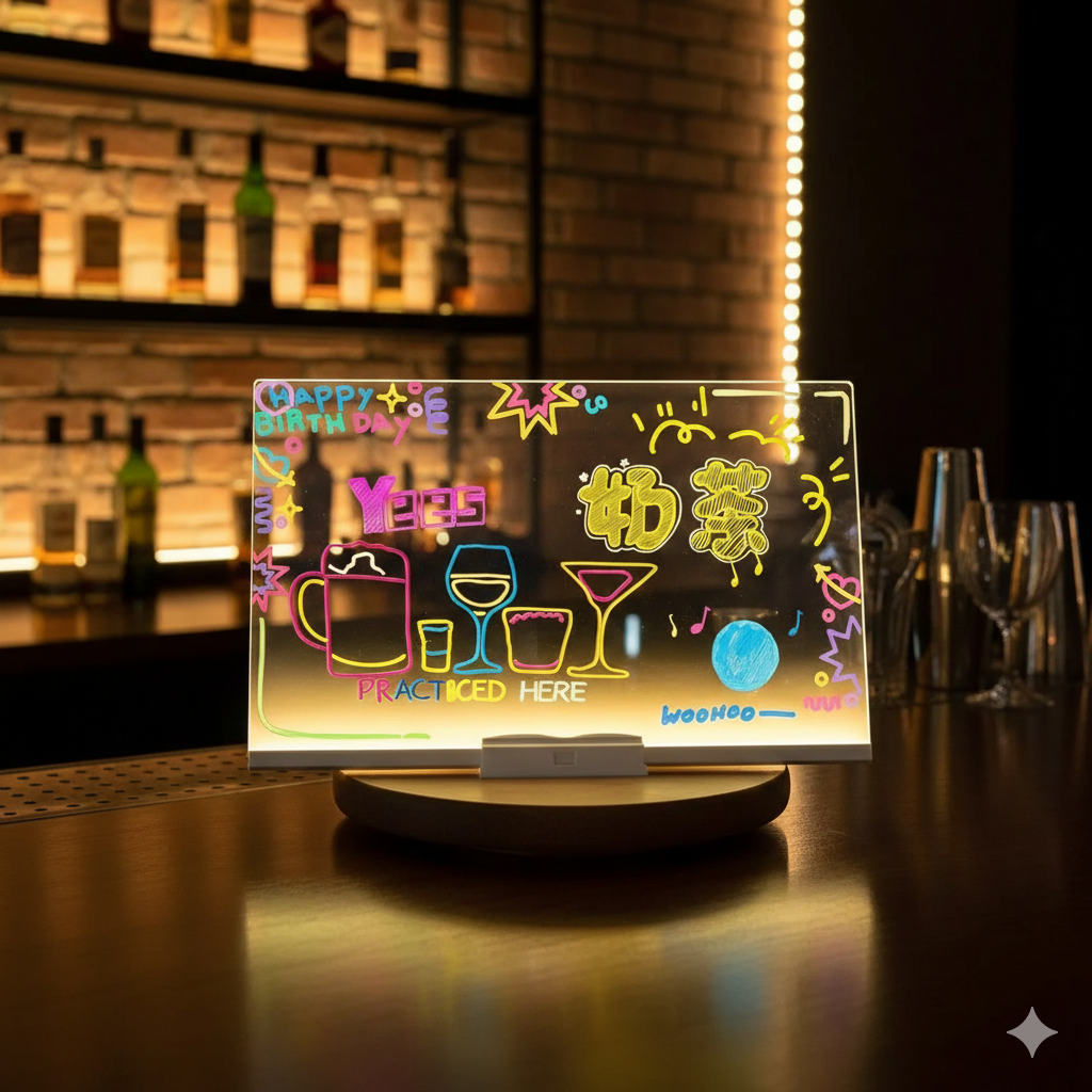 DIY 3D Glow Pad: Large Acrylic LED Message Board + 7 Color Markers | Night Light