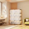 8-Cube Modular Bookshelf with Doors, PP Plastic Book Cabinet Organizer | Metal Frame Portable Book Rack for Kids, Study, Home Storage