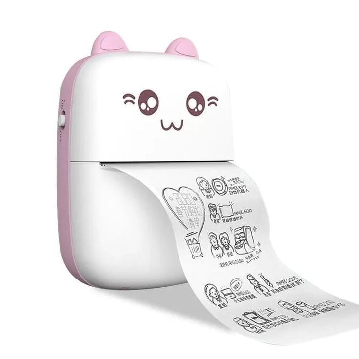 Mini Portable Bluetooth Thermal Printer – Cute Cat Design Pocket Label & Photo Printer