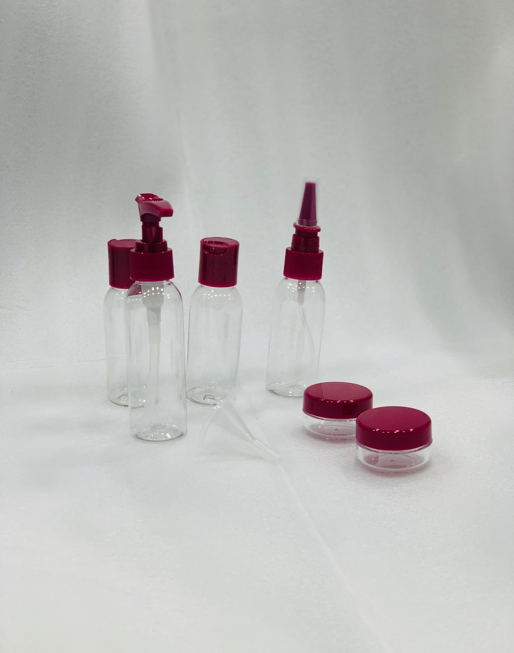 7-Pcs Refillable Travel Bottle Set Spray Lotion & Shampoo