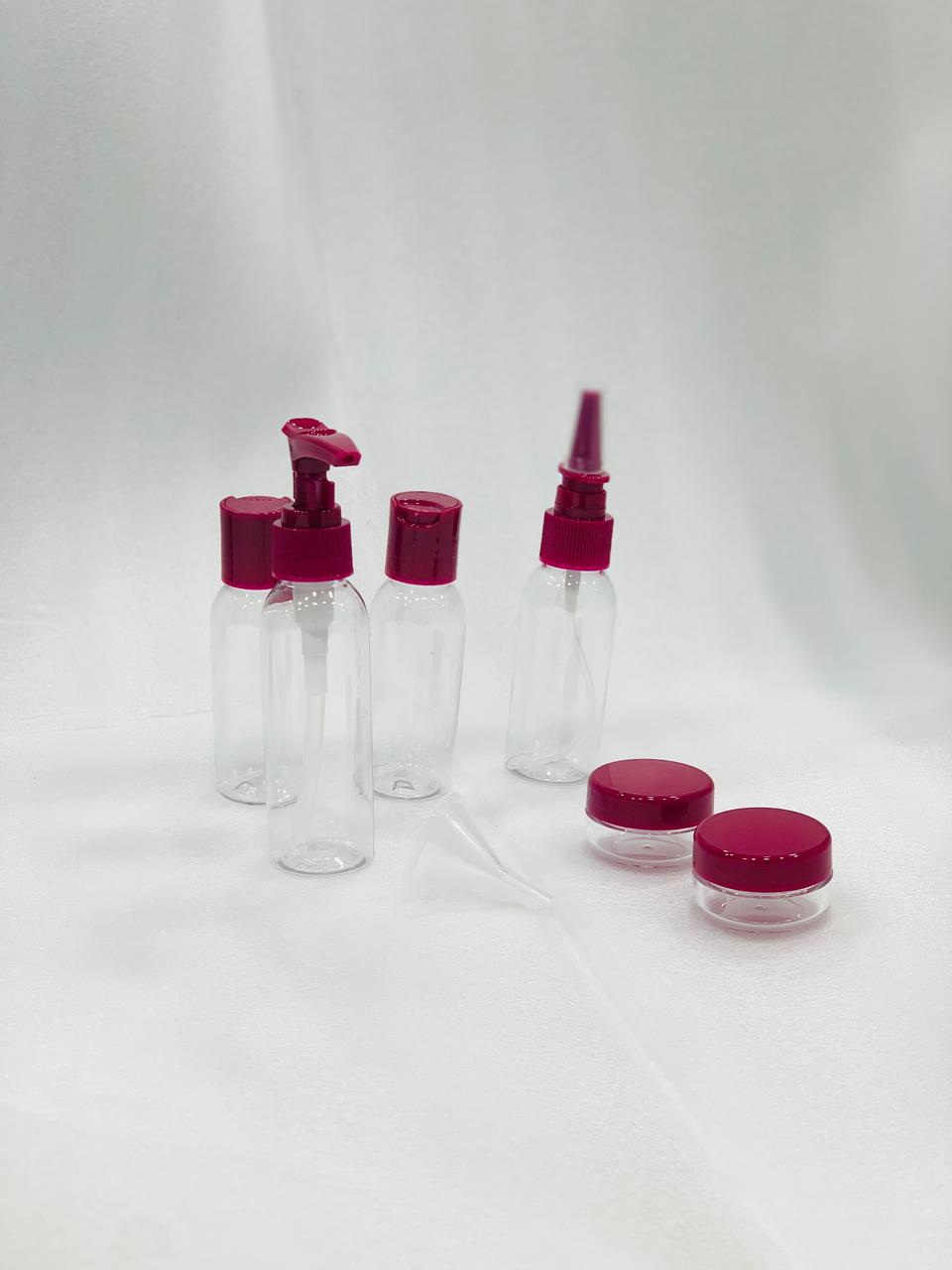 7-Pcs Refillable Travel Bottle Set Spray Lotion & Shampoo