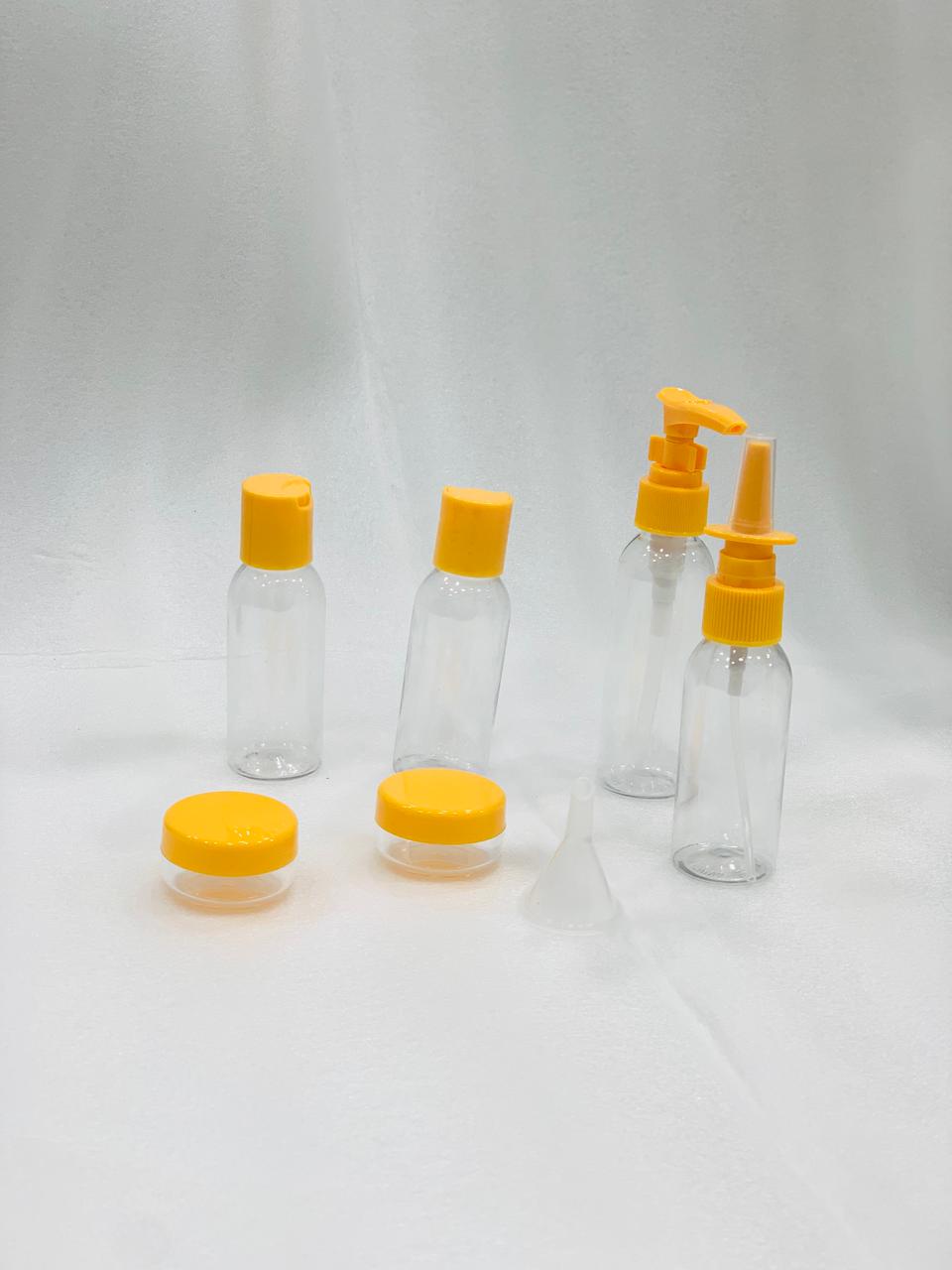 7-Pcs Refillable Travel Bottle Set Spray Lotion & Shampoo