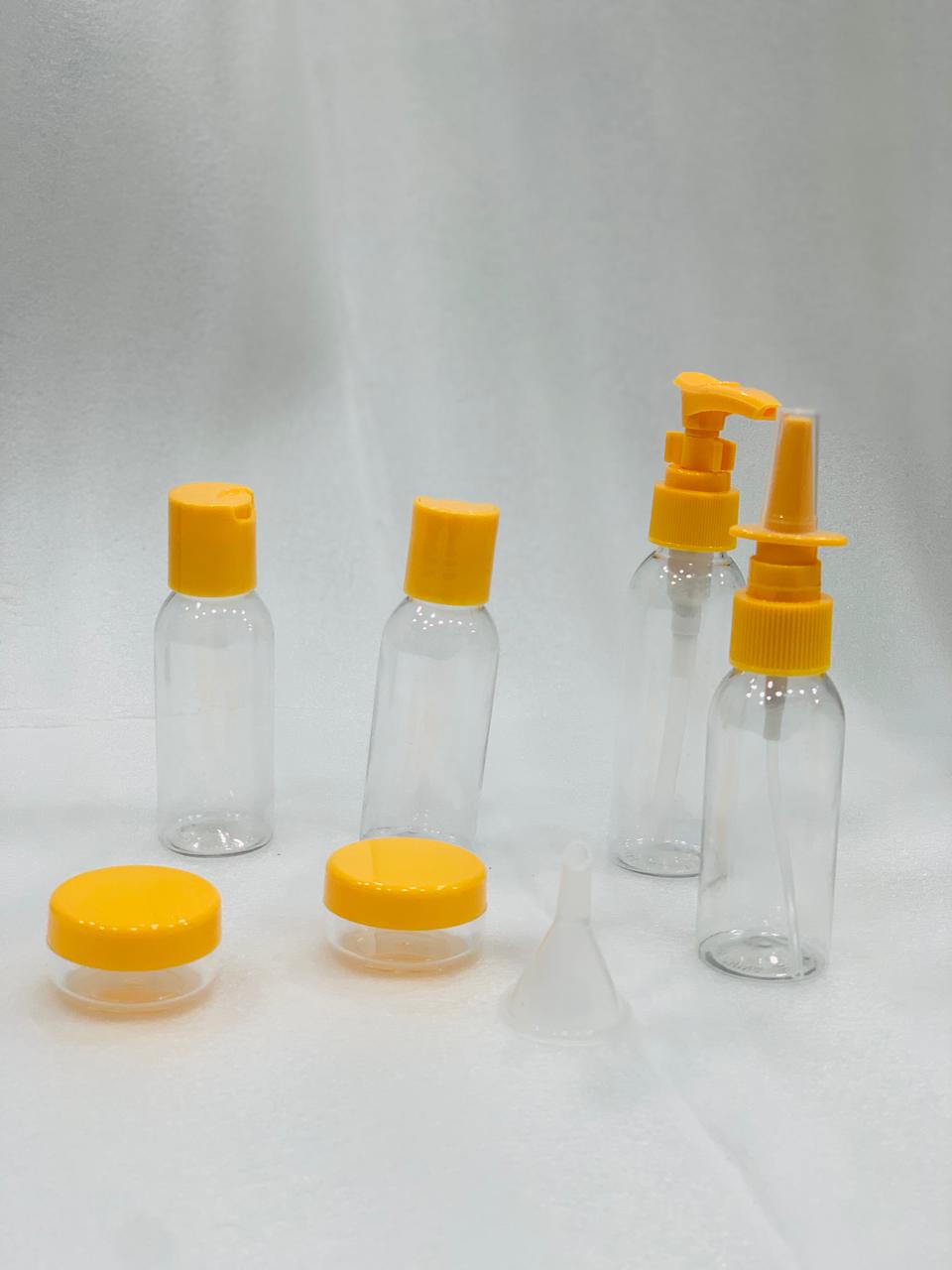 7-Pcs Refillable Travel Bottle Set Spray Lotion & Shampoo