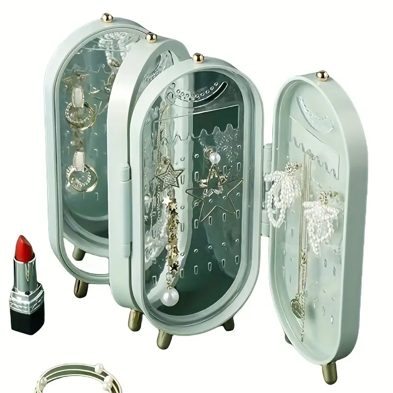Foldable Jewelry Box High-Quality 4-Panel Earrings