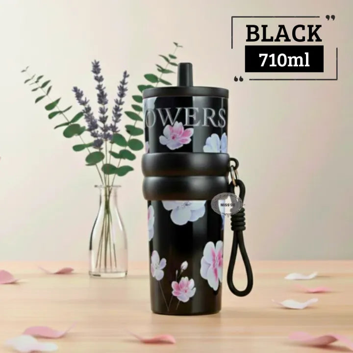 Premium 710ml Floral Insulated Tumbler | 316 Stainless Steel Vacuum Flask
