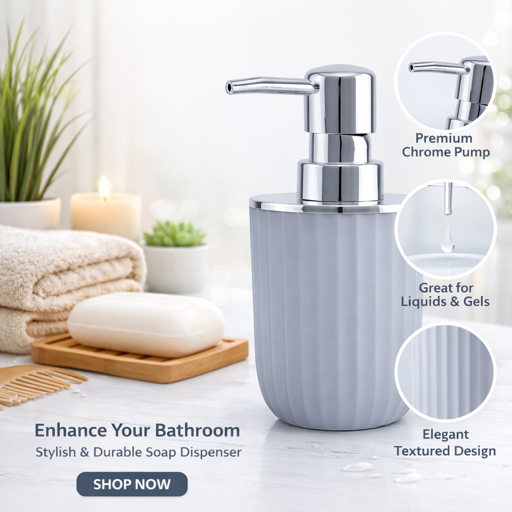 Square Soap Dispenser Bottle Bathroom & Kitchen Pump