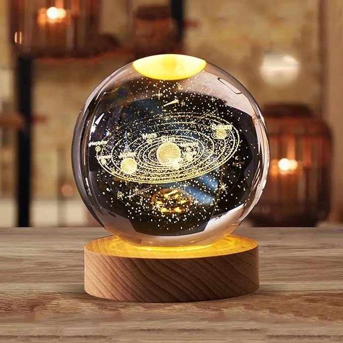 3D Crystal Ball Solar System LED Night Ligth.