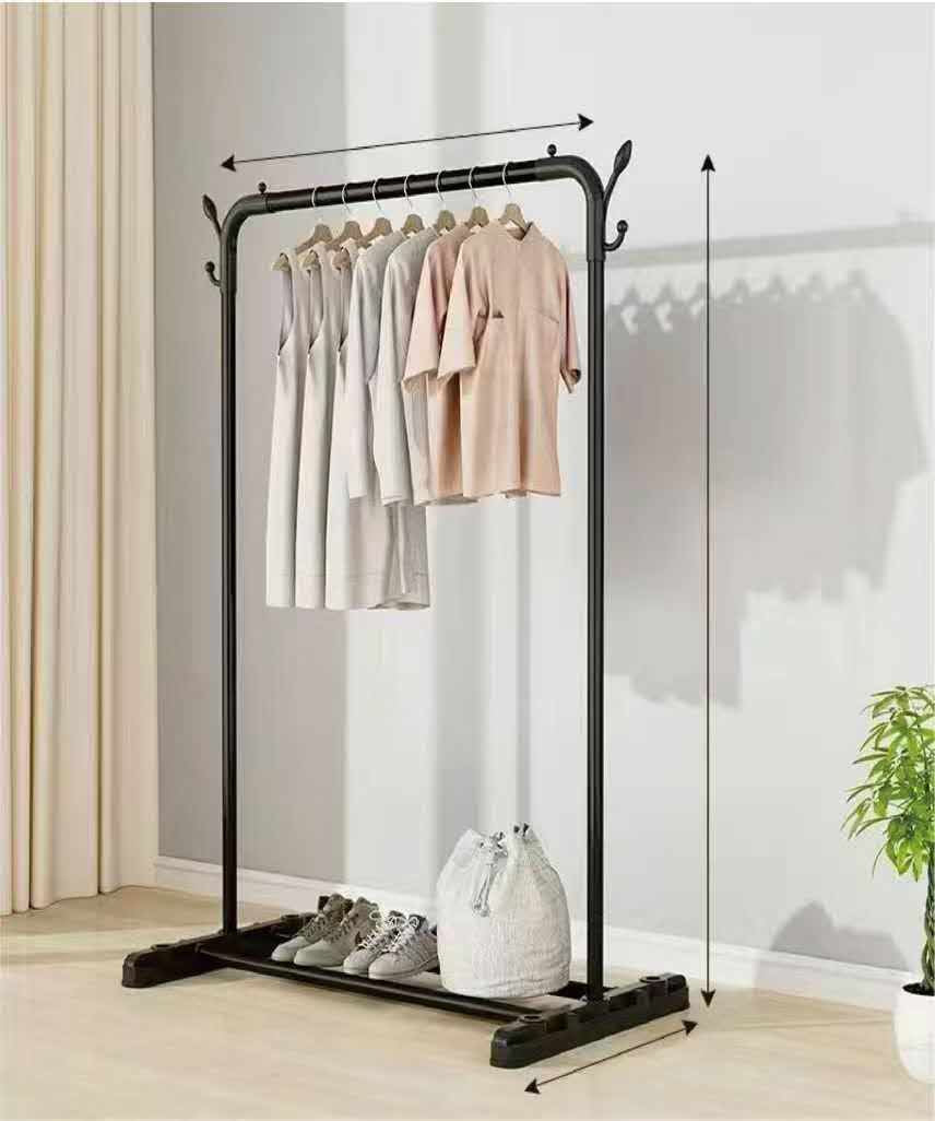 Black Double Rods Garment Rack with Wheels, Clothing Rack for Hanging Clothes,Multi-Functional Bedroom Clothes Rack,Clothing Rack with Shelves,Rolling Closet Organizer Rack