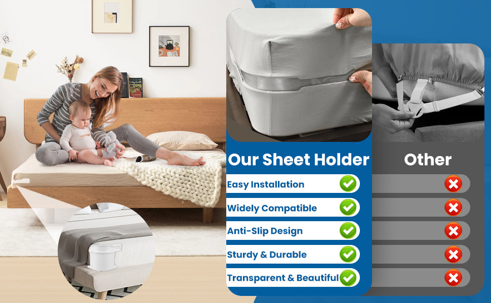 4 Pieces Bed Sheet Clips For Mattress Protectors, Blankets, Bedding