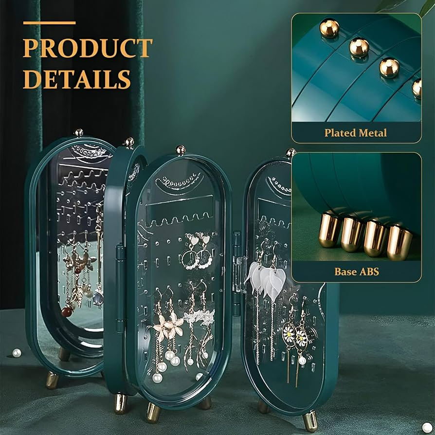 Foldable Jewelry Box High-Quality 4-Panel Earrings