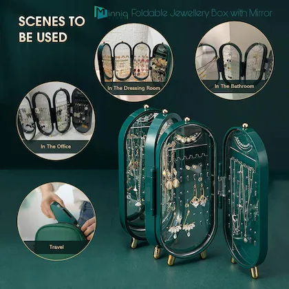 Foldable Jewelry Box High-Quality 4-Panel Earrings
