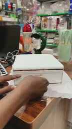 Luxury Jewelry Organizer with Built-in Mirror & Drawer – Elegant White & Gold Decor