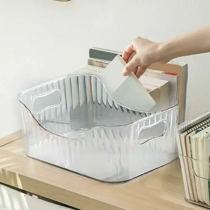 Premium Clear Acrylic Fluted Organizer with Handles – Stackable Home & Kitchen Storage Solution