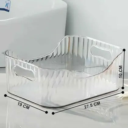 Premium Clear Acrylic Fluted Organizer with Handles – Stackable Home & Kitchen Storage Solution