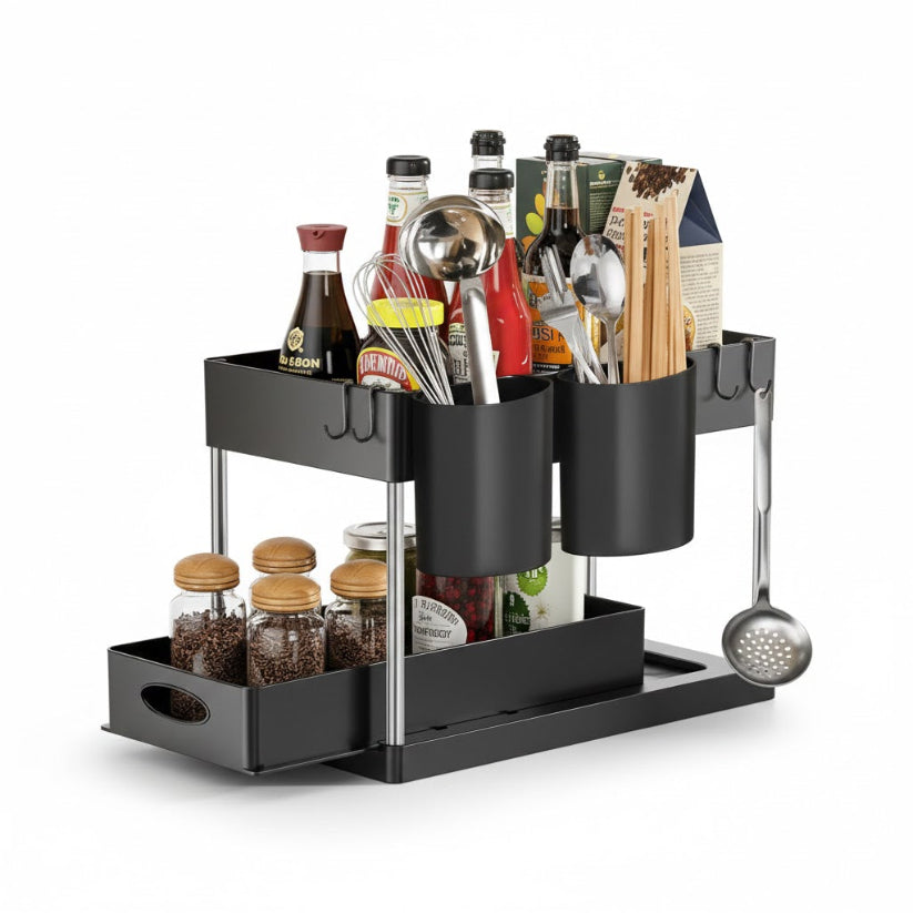 2-Tier Heavy Duty| Large Capacity Sliding Organizer.